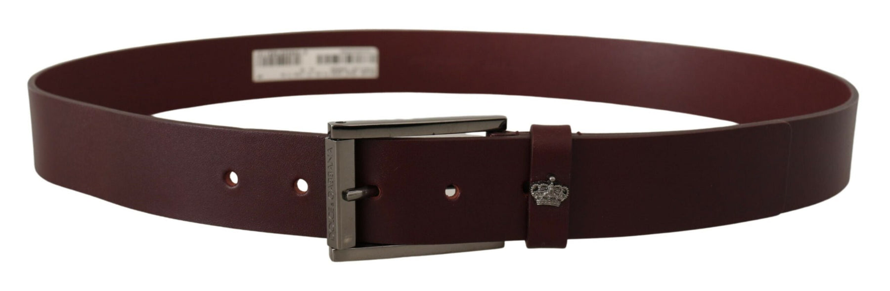 Dolce & Gabbana Brown Leather Silver Metal Crown Buckle Belt | Regal Royce