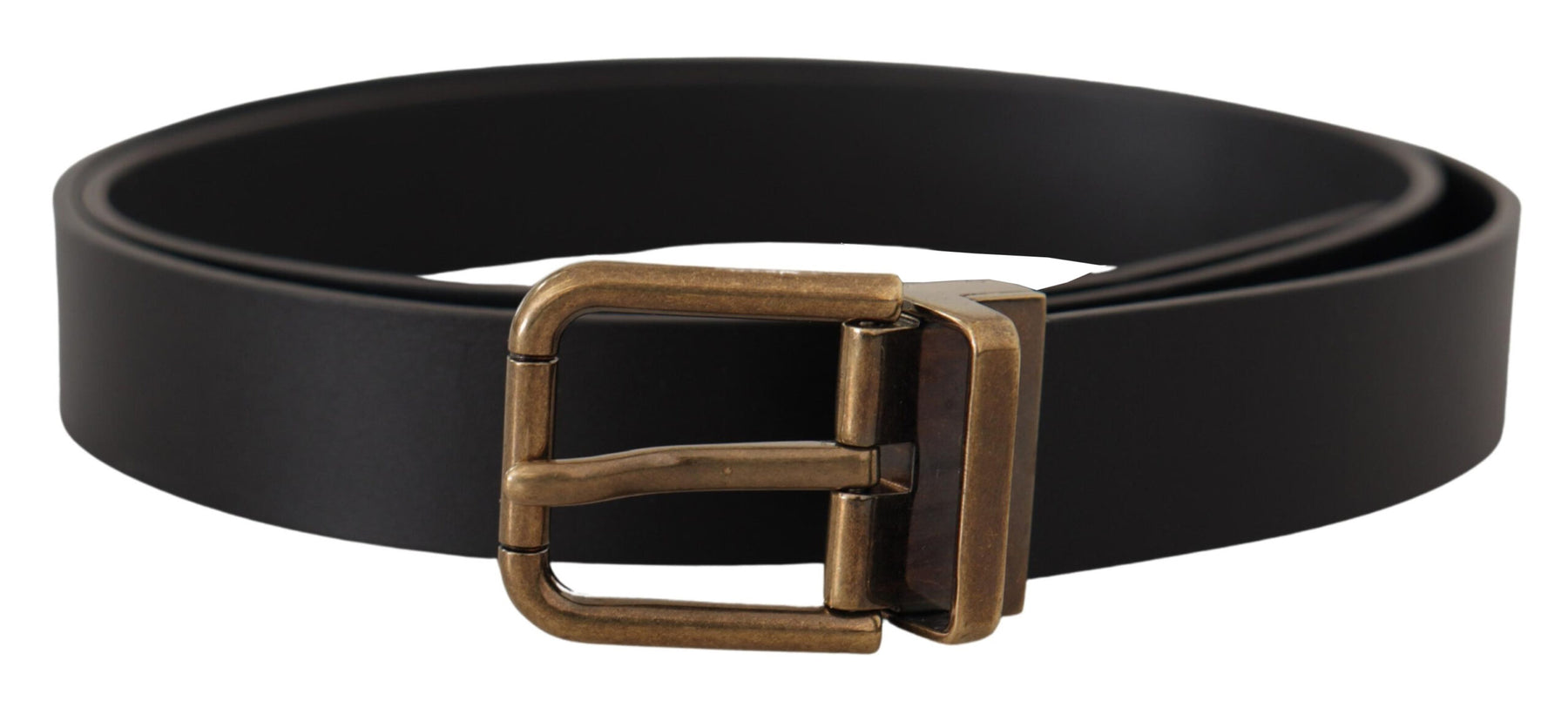 Dolce & Gabbana Black Leather Brass Metal Box Buckle Belt | Regal Royce
