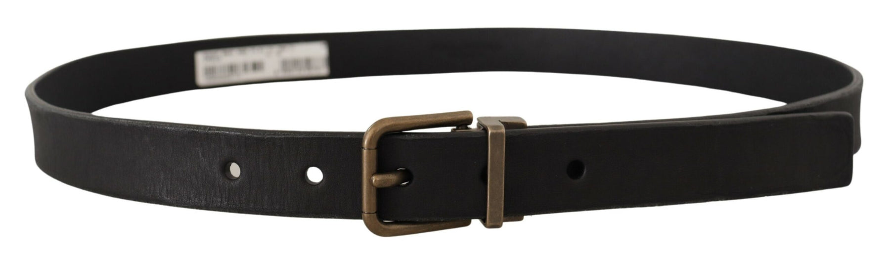Dolce & Gabbana Black Leather Brass Metal Grain Buckle Classic Belt | Regal Royce
