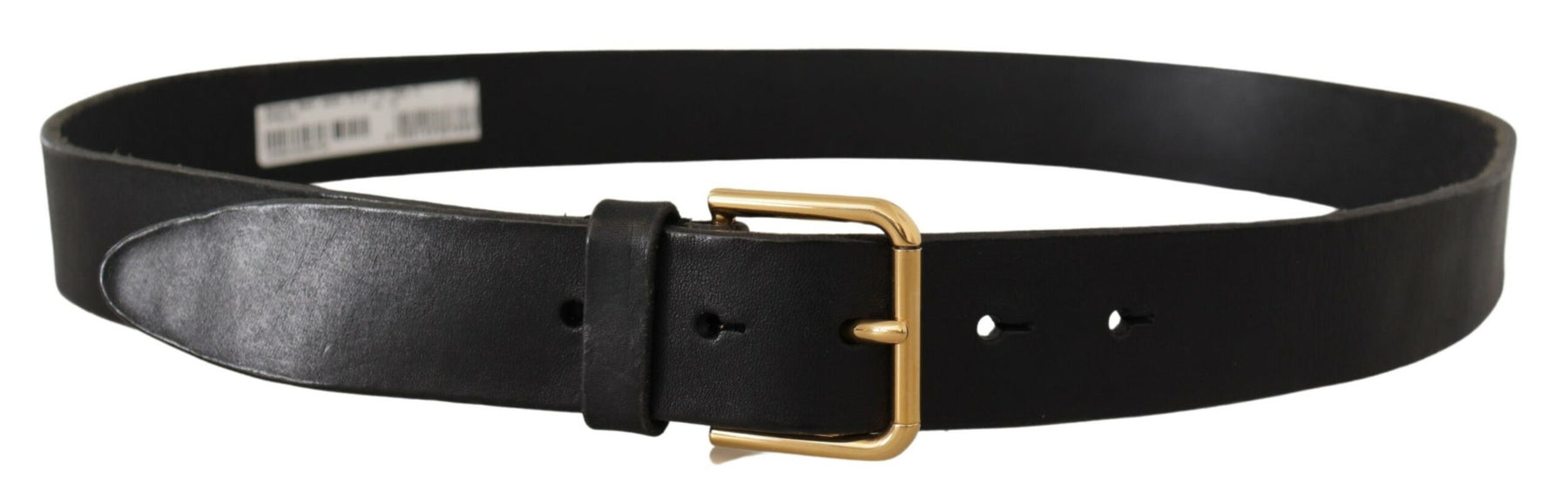 Dolce & Gabbana Black Leather Gold Tone Logo Metal Buckle Belt | Regal Royce