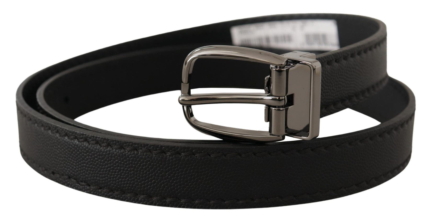 Dolce & Gabbana Black Leather Metal Logo Buckle Belt | Regal Royce