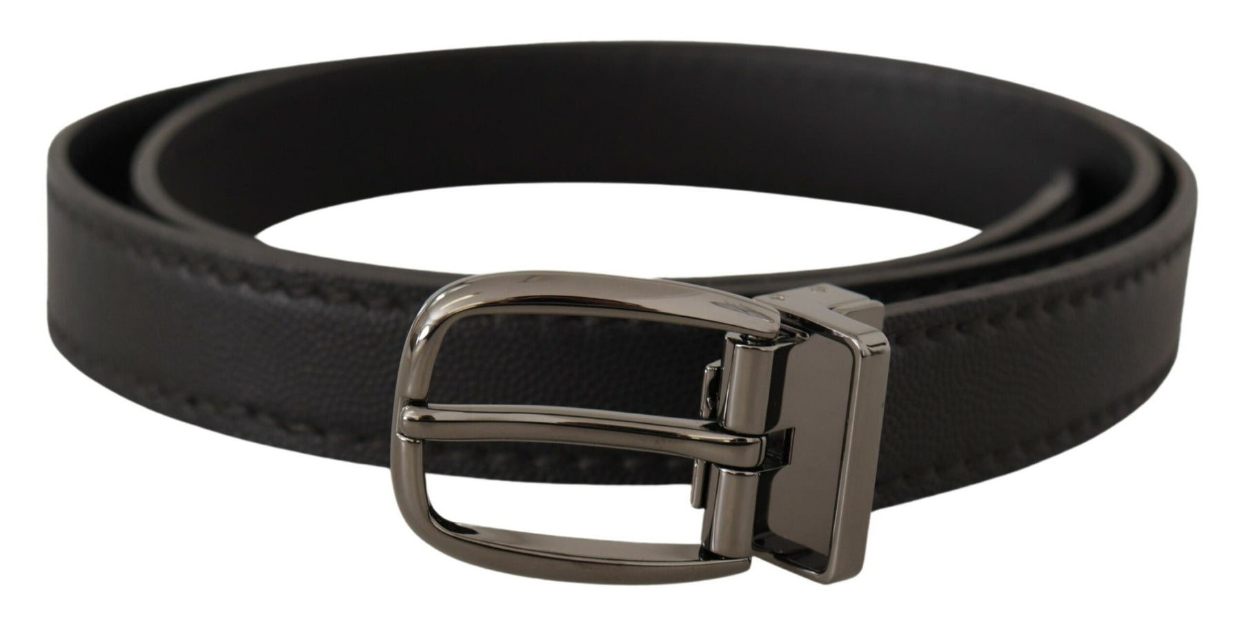 Dolce & Gabbana Black Leather Metal Logo Buckle Belt | Regal Royce