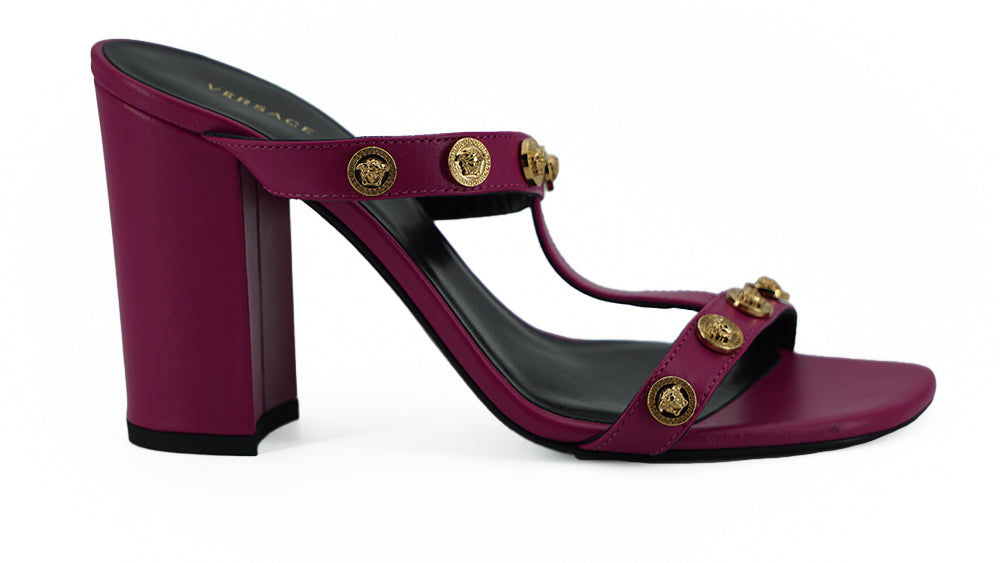 Versace Purple Calf Leather High Heel Sandals | Regal Royce