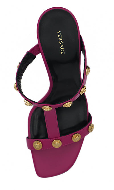 Versace Purple Calf Leather High Heel Sandals | Regal Royce
