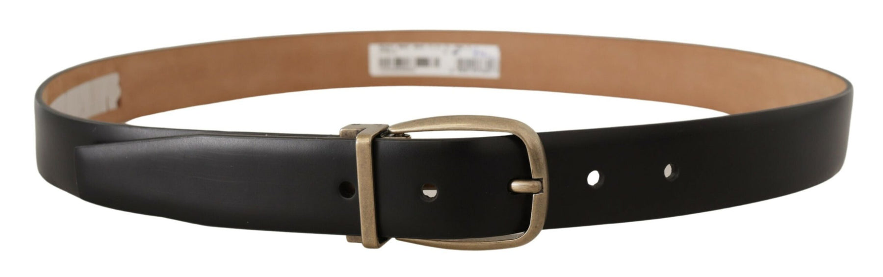 Dolce & Gabbana Black Brown Backend Leather Vintage Metal Buckle Belt | Regal Royce