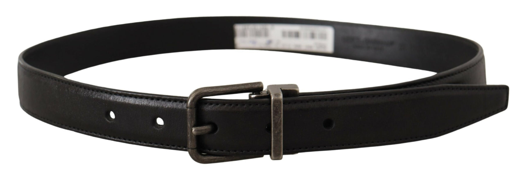 Dolce & Gabbana Black Calf Leather Logo Metal Buckle Belt | Regal Royce