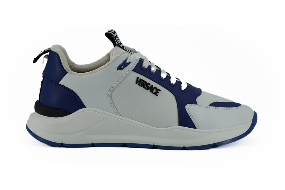 Versace Blue and White Calf Leather Sneakers | Regal Royce