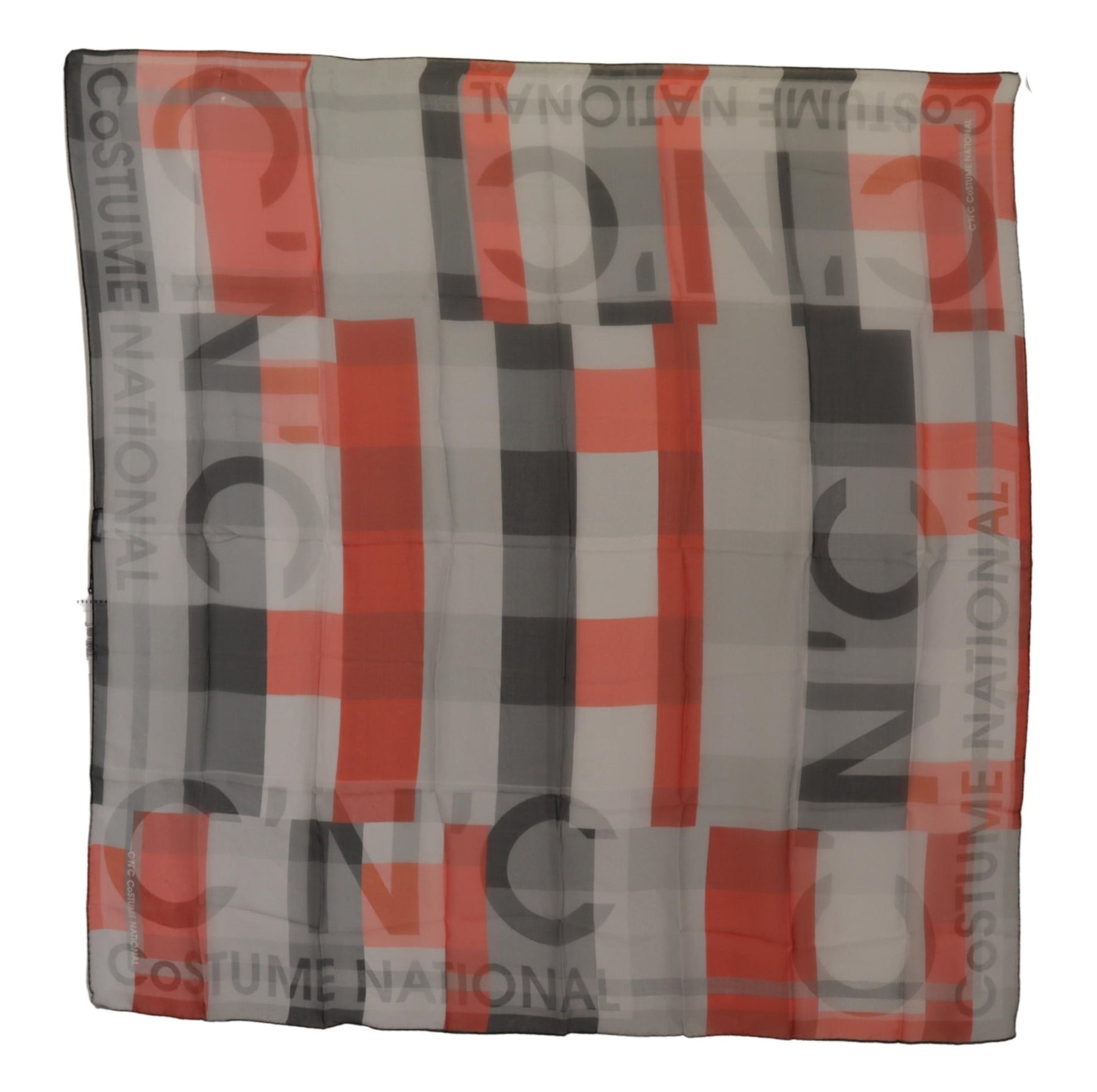 Costume National Gray Red Shawl Foulard Wrap  Scarf | Regal Royce