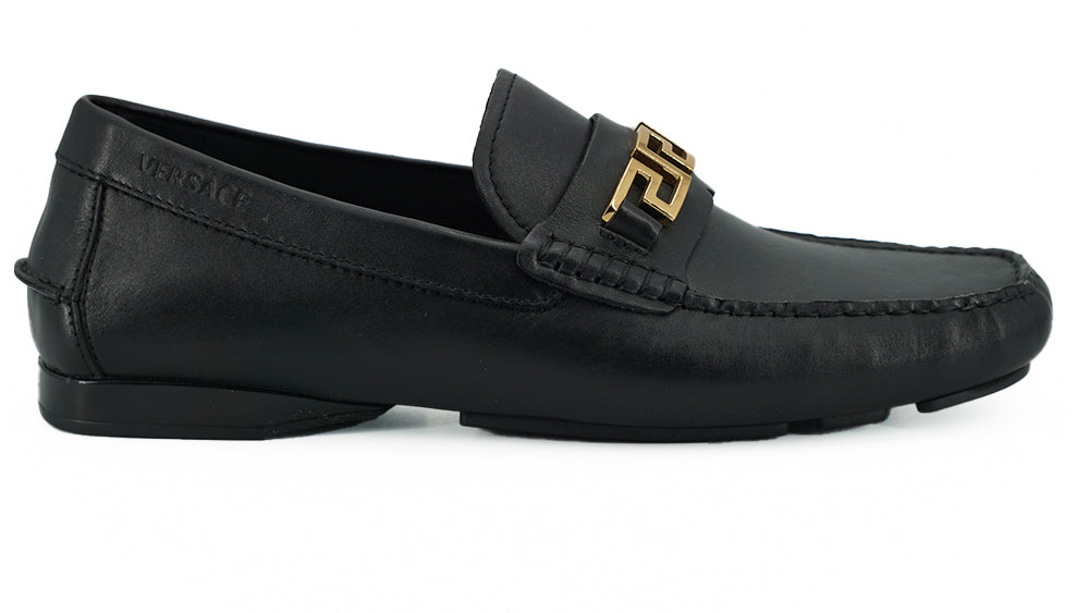 Versace Black Calf Leather Loafers Shoes | Regal Royce