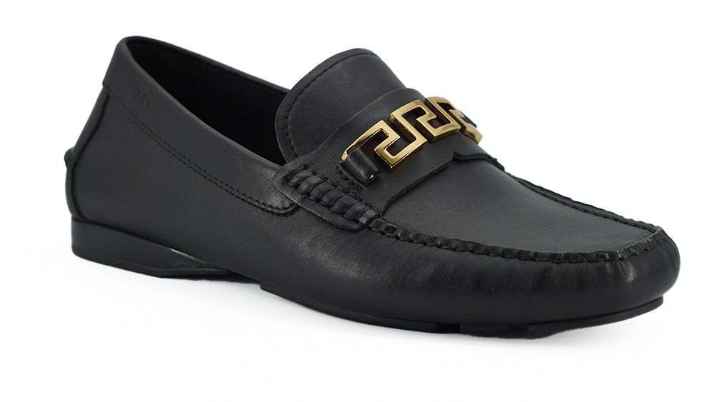 Versace Black Calf Leather Loafers Shoes | Regal Royce