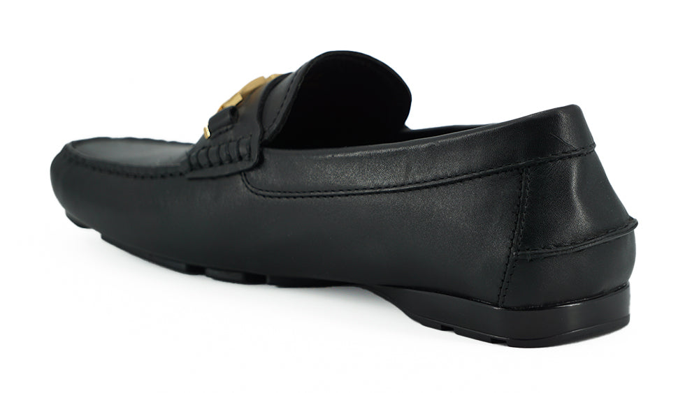 Versace Black Calf Leather Loafers Shoes | Regal Royce