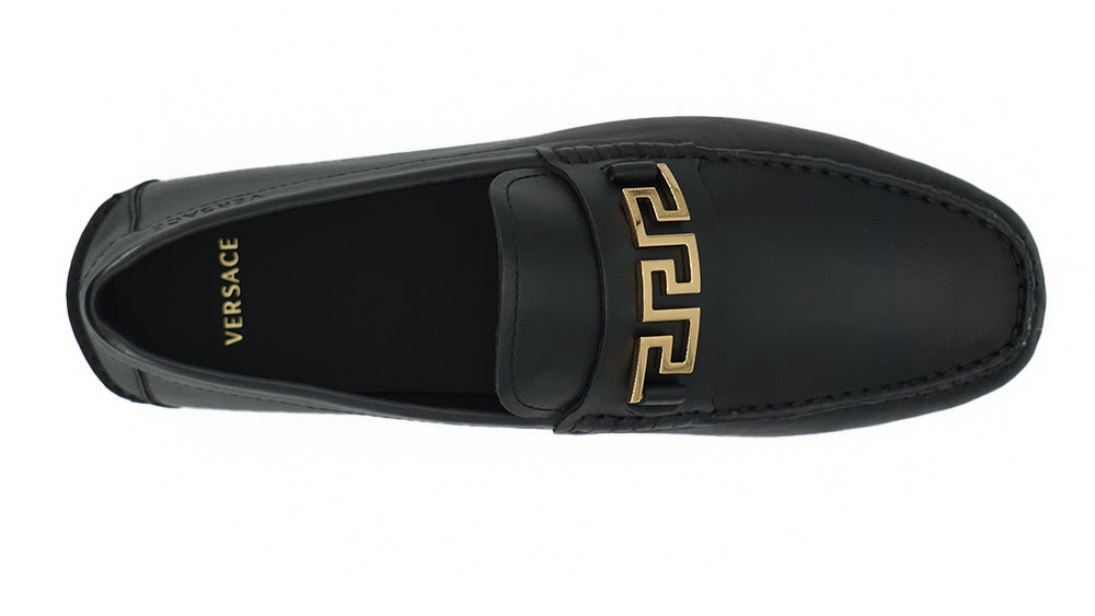 Versace Black Calf Leather Loafers Shoes | Regal Royce