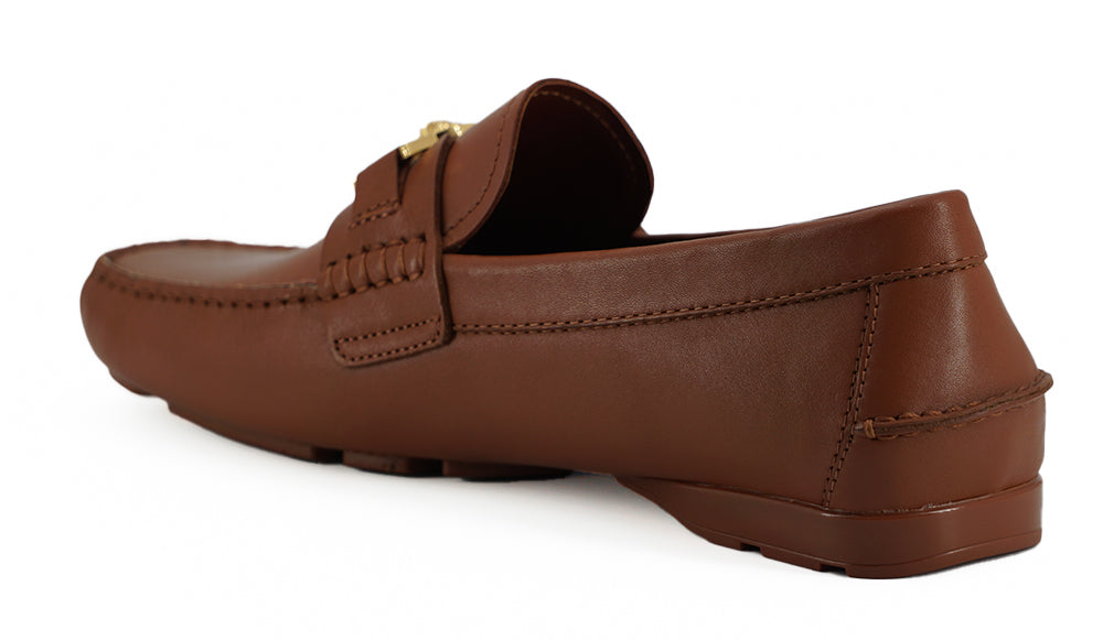 Versace Natural Brown Calf Leather Loafers Shoes | Regal Royce