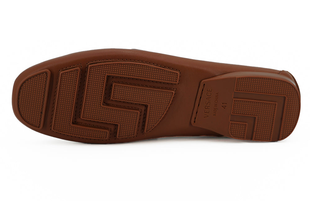 Versace Natural Brown Calf Leather Loafers Shoes | Regal Royce
