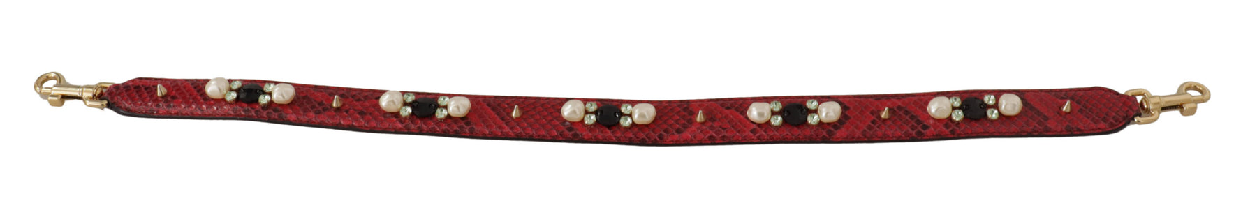 Dolce & Gabbana Red Exotic Leather Crystals Bag Shoulder Strap | Regal Royce