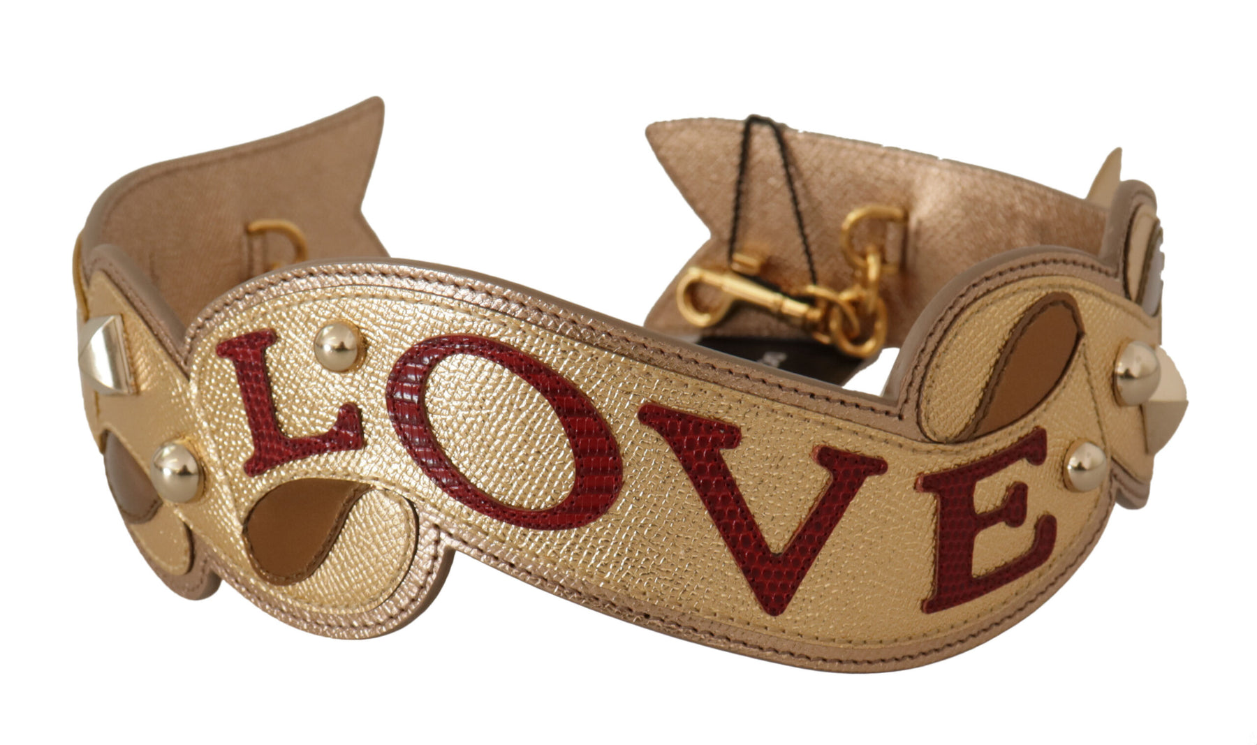 Dolce & Gabbana Gold Leather LOVE Patch Bag Shoulder Strap | Regal Royce