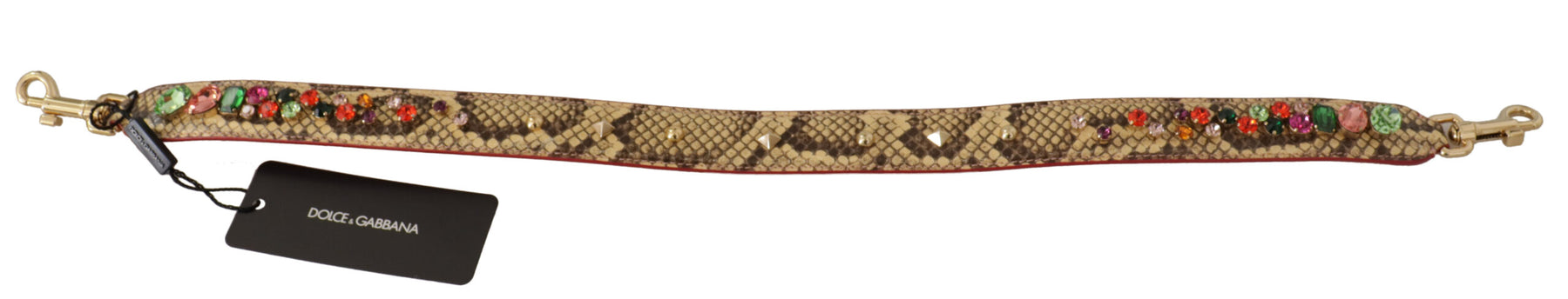 Dolce & Gabbana Beige Exotic Leather Crystals Shoulder Strap | Regal Royce