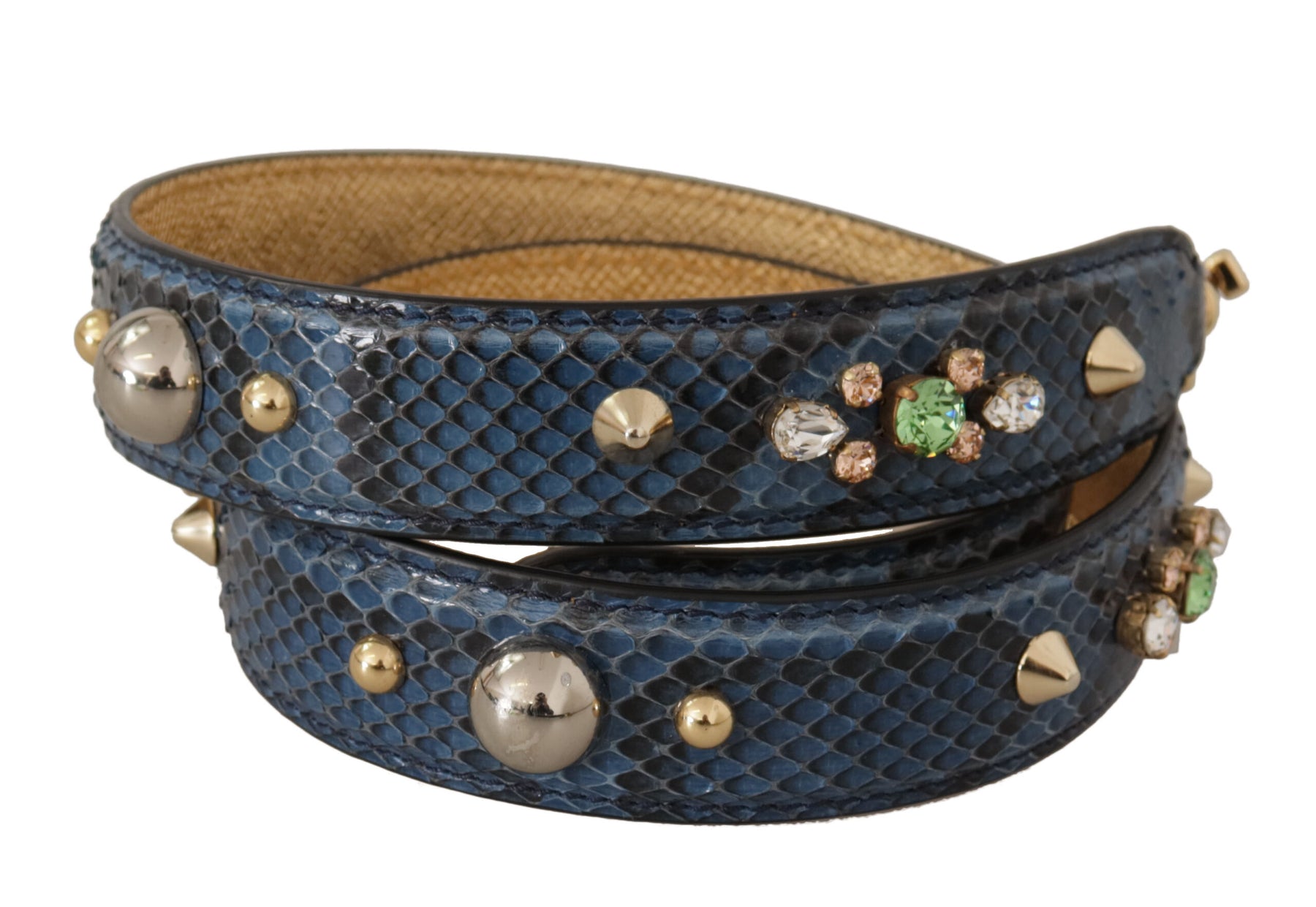 Dolce & Gabbana Blue Exotic Leather Crystals Shoulder Strap | Regal Royce