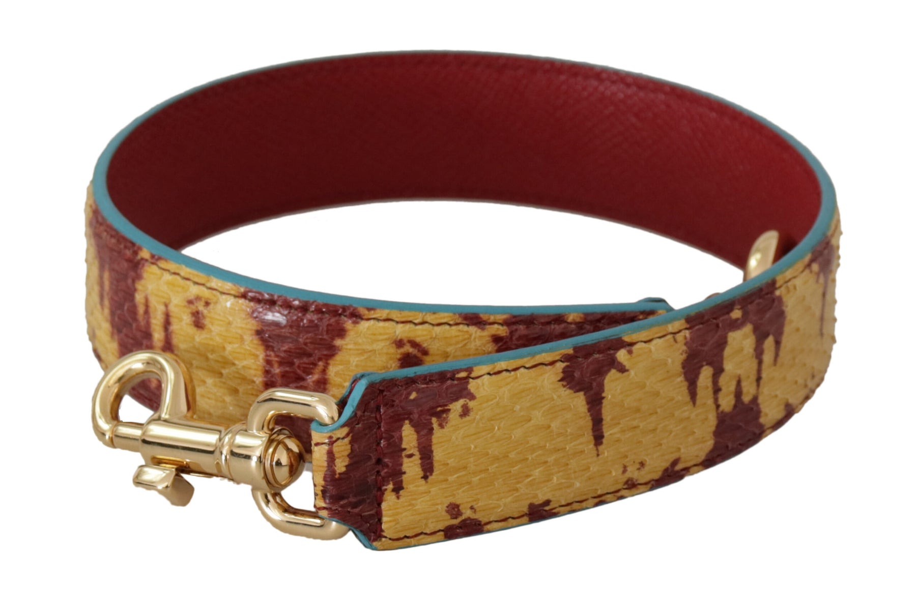 Dolce & Gabbana Yellow Red Leather Gold Tone Shoulder Strap | Regal Royce