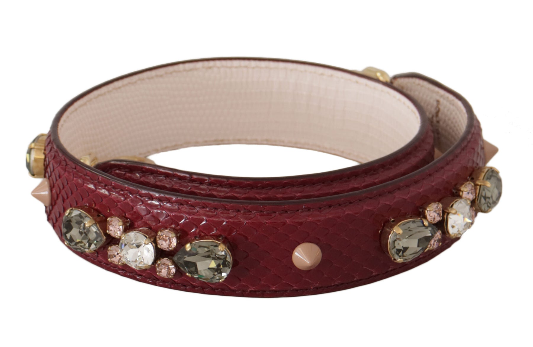 Dolce & Gabbana Bordeaux Leather Crystals Bag Shoulder Strap | Regal Royce