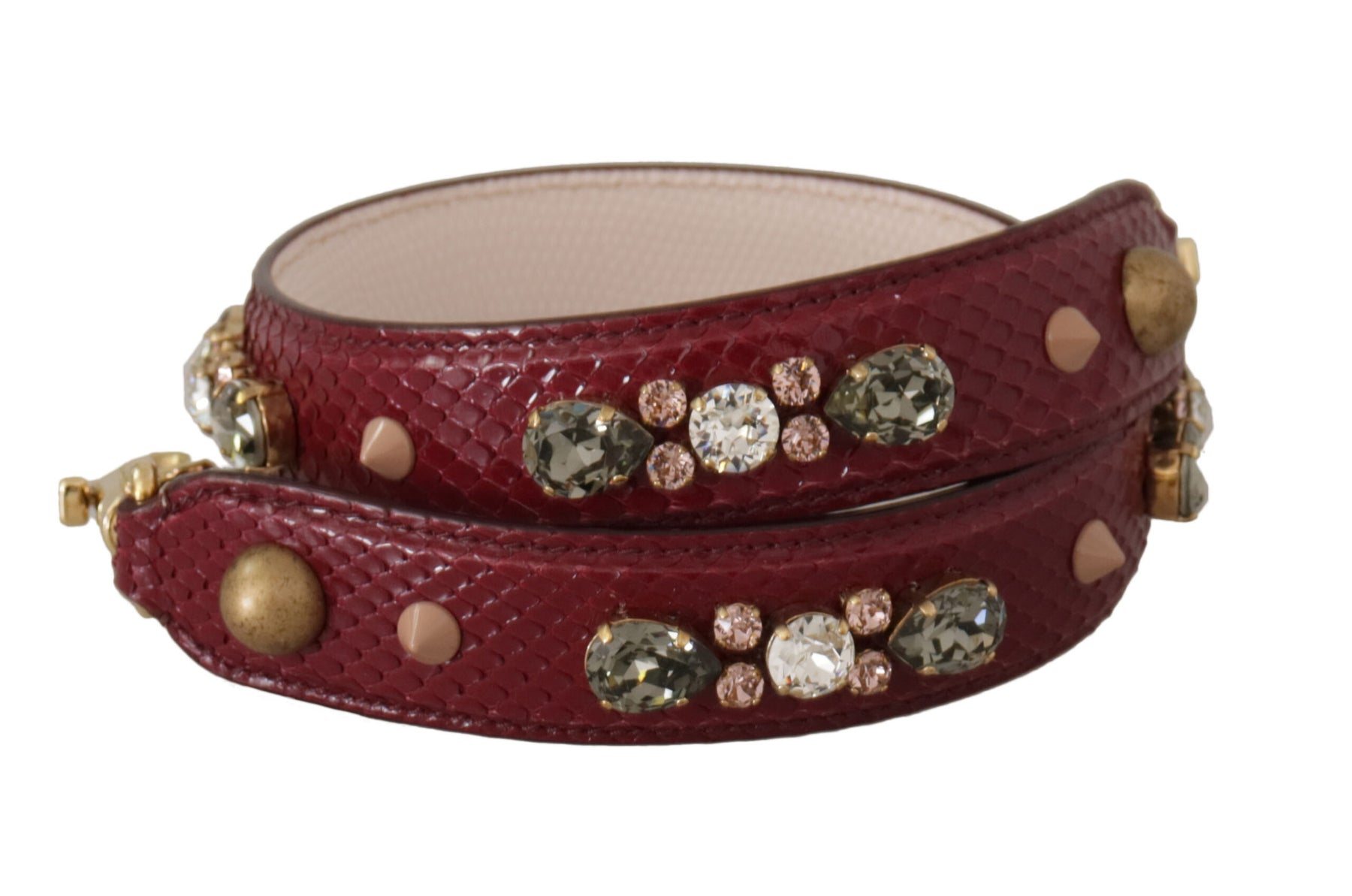 Dolce & Gabbana Bordeaux Leather Crystals Bag Shoulder Strap | Regal Royce