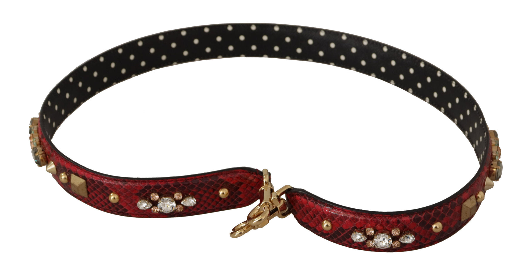 Dolce & Gabbana Red Python Leather Crystals Reversible Shoulder Strap | Regal Royce