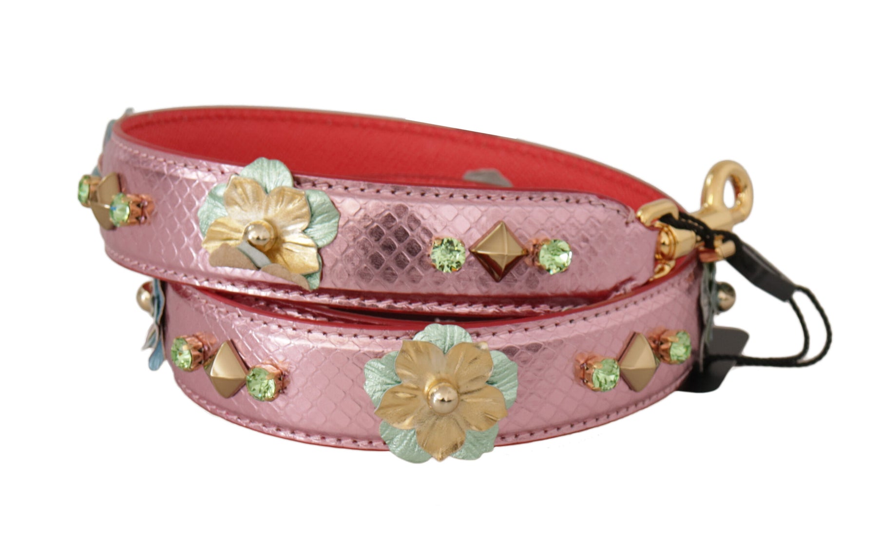 Dolce & Gabbana Metallic Pink Leather Studded Shoulder Strap | Regal Royce