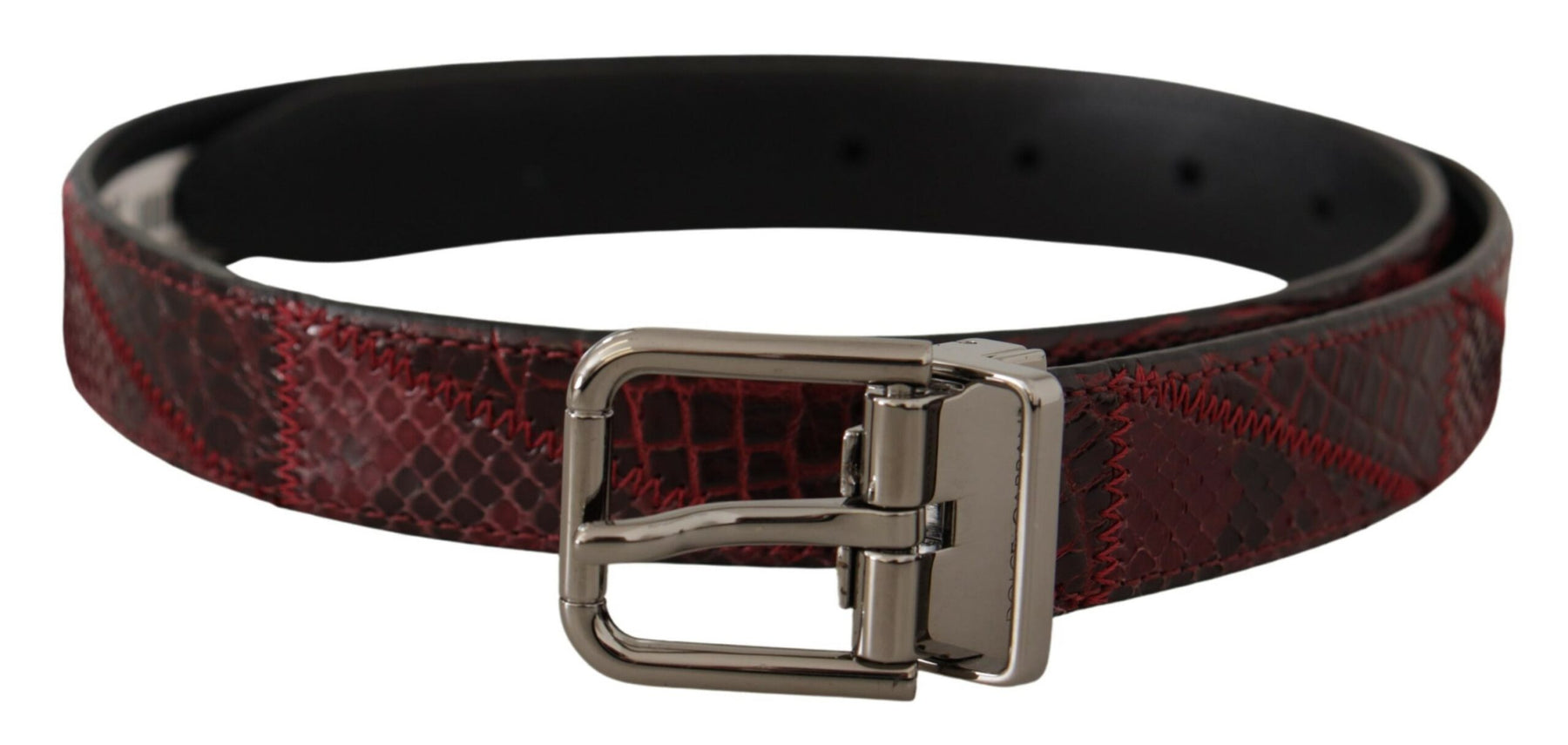 Dolce & Gabbana Red Exotic Leather Metal Logo Buckle Belt | Regal Royce