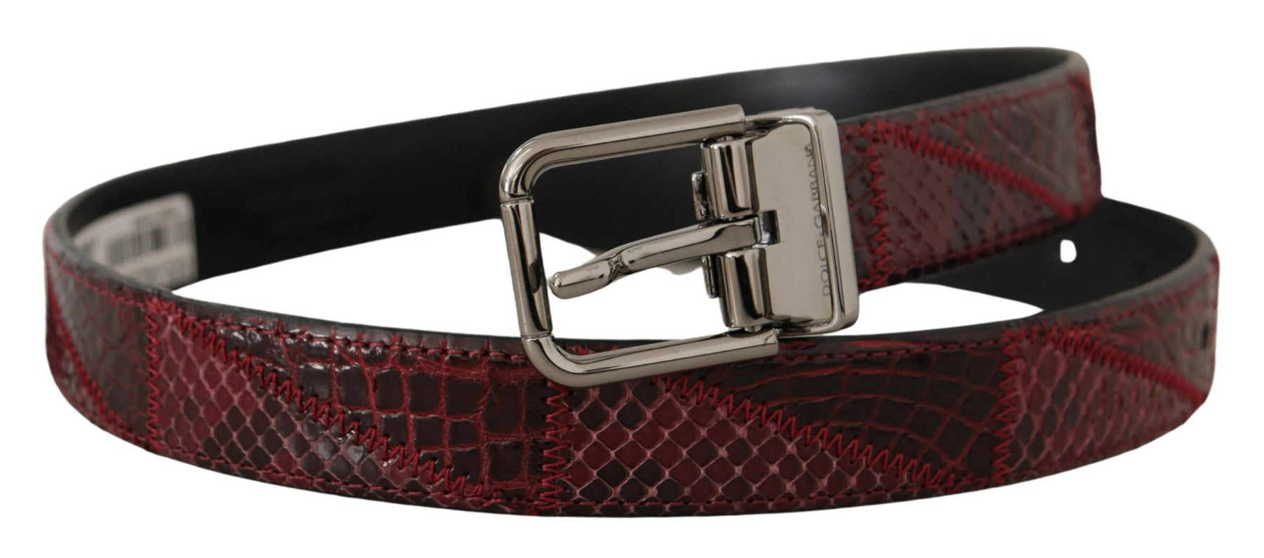 Dolce & Gabbana Red Exotic Leather Metal Logo Buckle Belt | Regal Royce