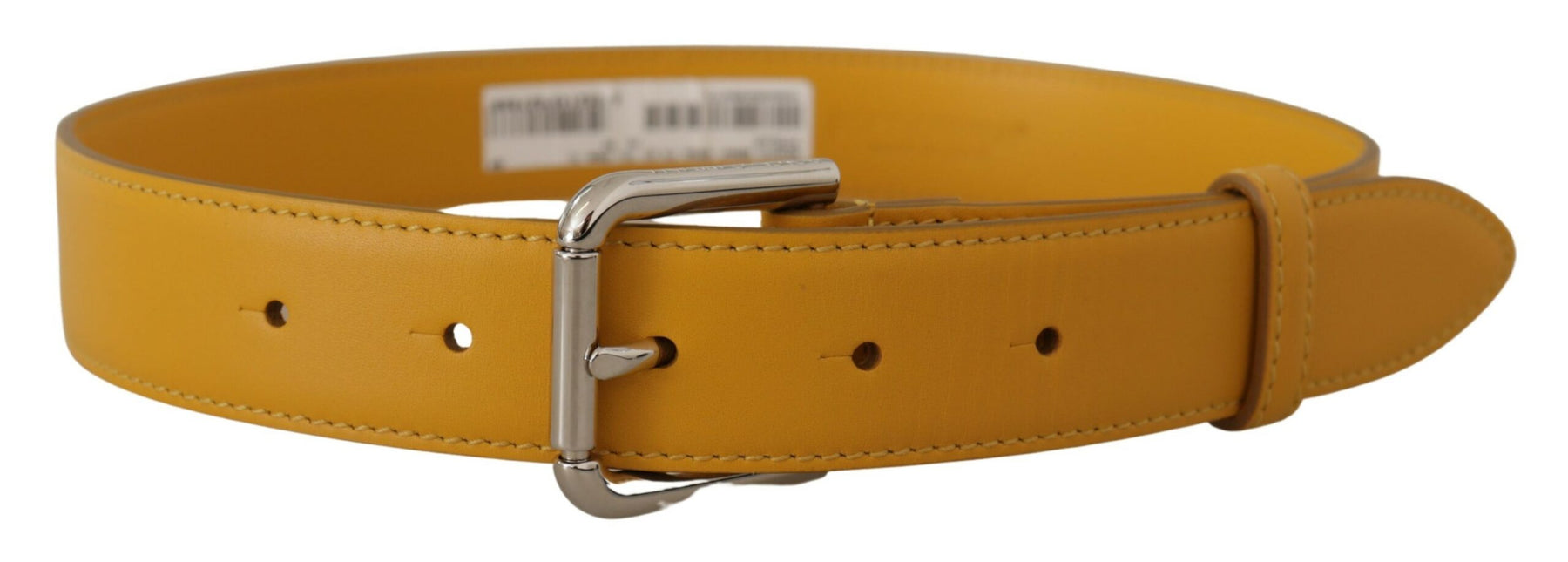 Dolce & Gabbana Yellow Leather Silver Tone Logo Metal Buckle Belt | Regal Royce