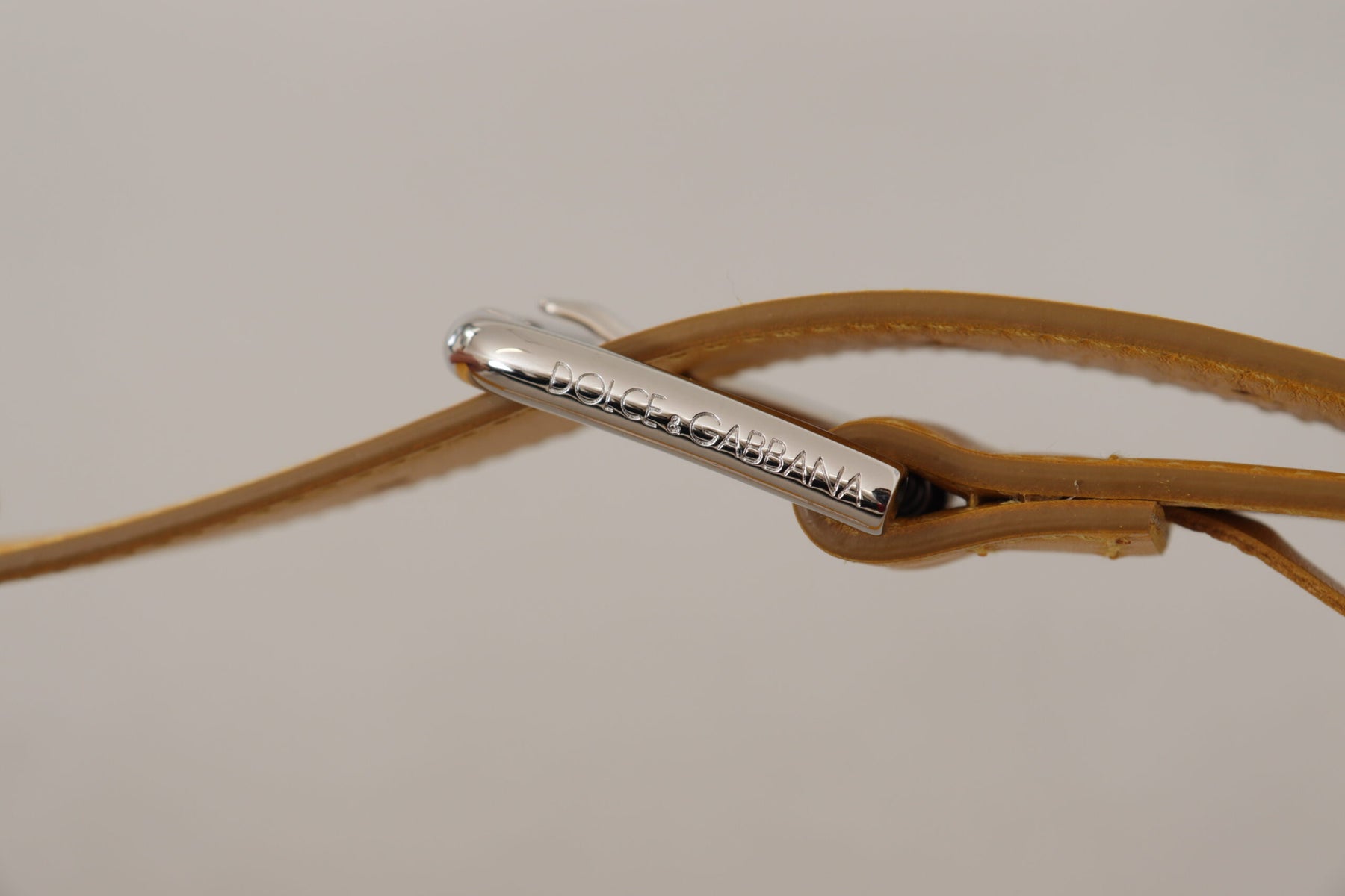 Dolce & Gabbana Yellow Leather Silver Tone Logo Metal Buckle Belt | Regal Royce