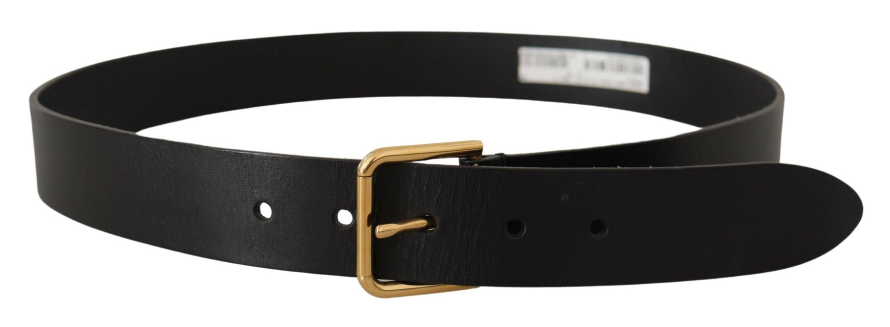 Dolce & Gabbana Black Calf Leather Gold Tone Logo Metal Buckle Belt | Regal Royce