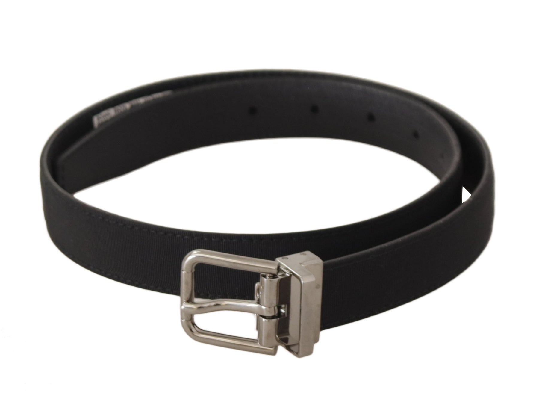 Dolce & Gabbana Black Canvas Leather Silver Tone Metal Buckle Belt | Regal Royce