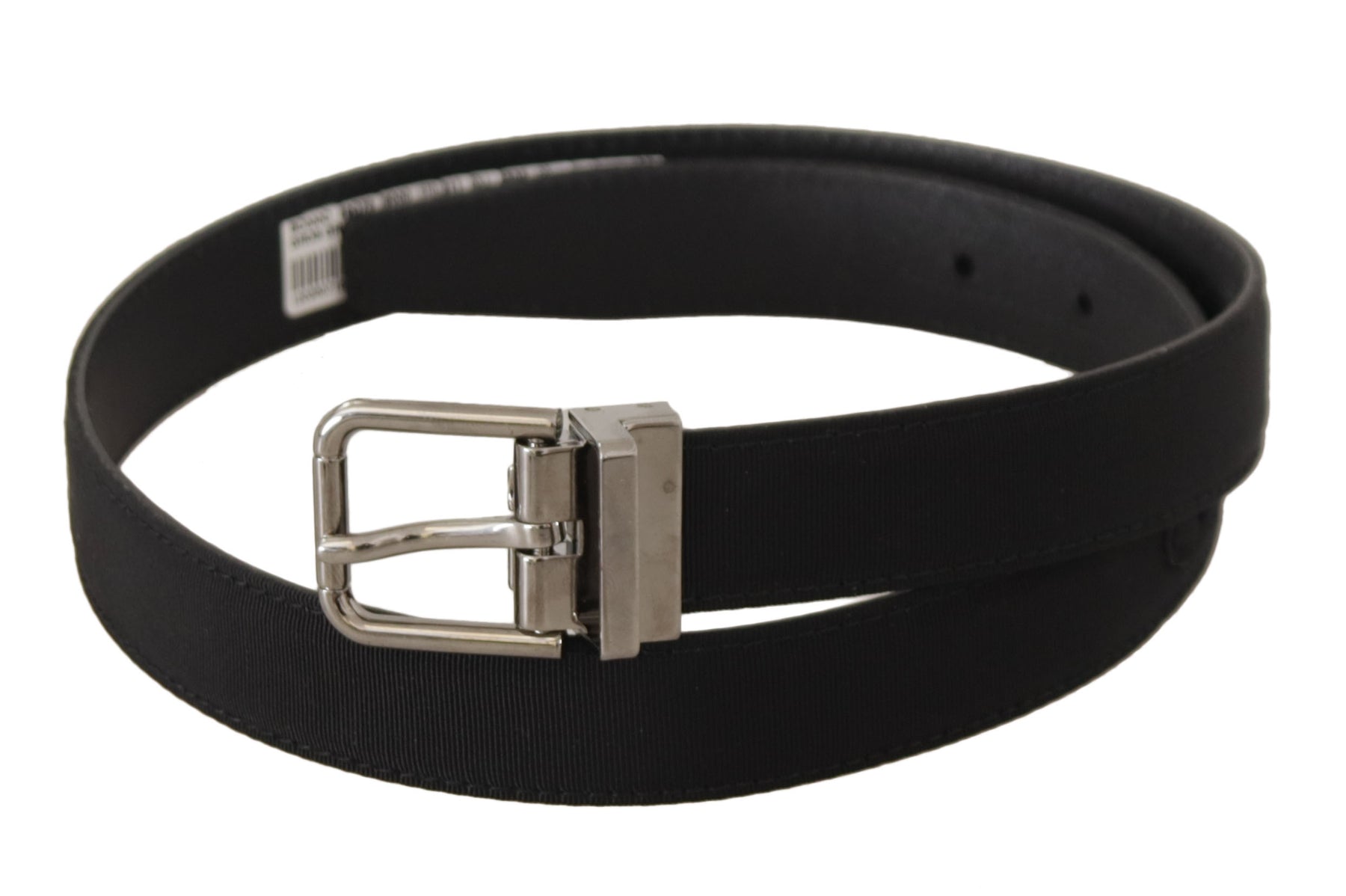 Dolce & Gabbana Black Canvas Leather Silver Tone Metal Buckle Belt | Regal Royce