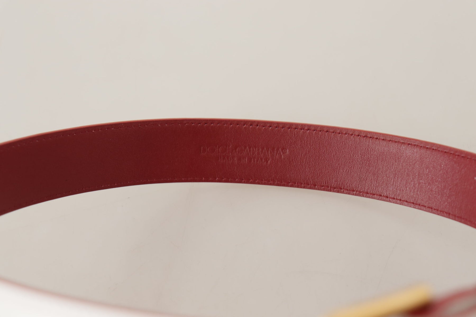 Dolce & Gabbana White Calf Leather Two-Toned Gold Metal Buckle Belt | Regal Royce