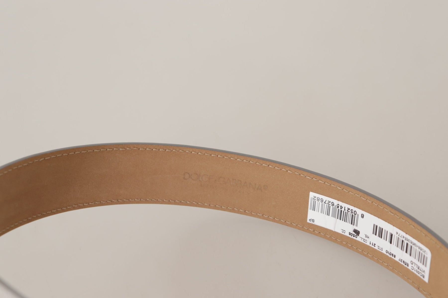 Dolce & Gabbana Silver Leather Gold Tone Logo Metal Buckle Belt | Regal Royce