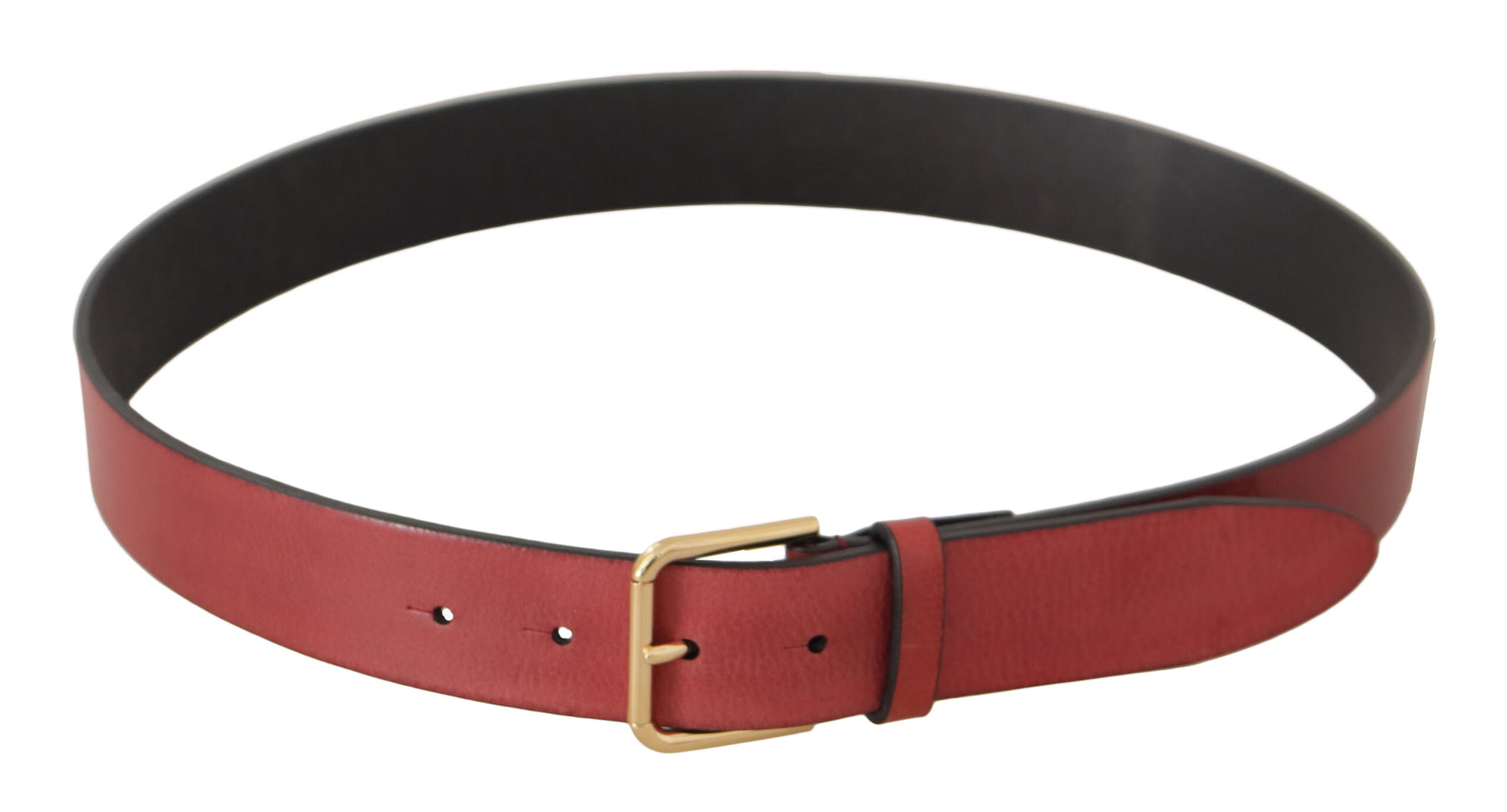 Dolce & Gabbana Red Leather Gold Logo Engraved Metal Buckle Belt | Regal Royce