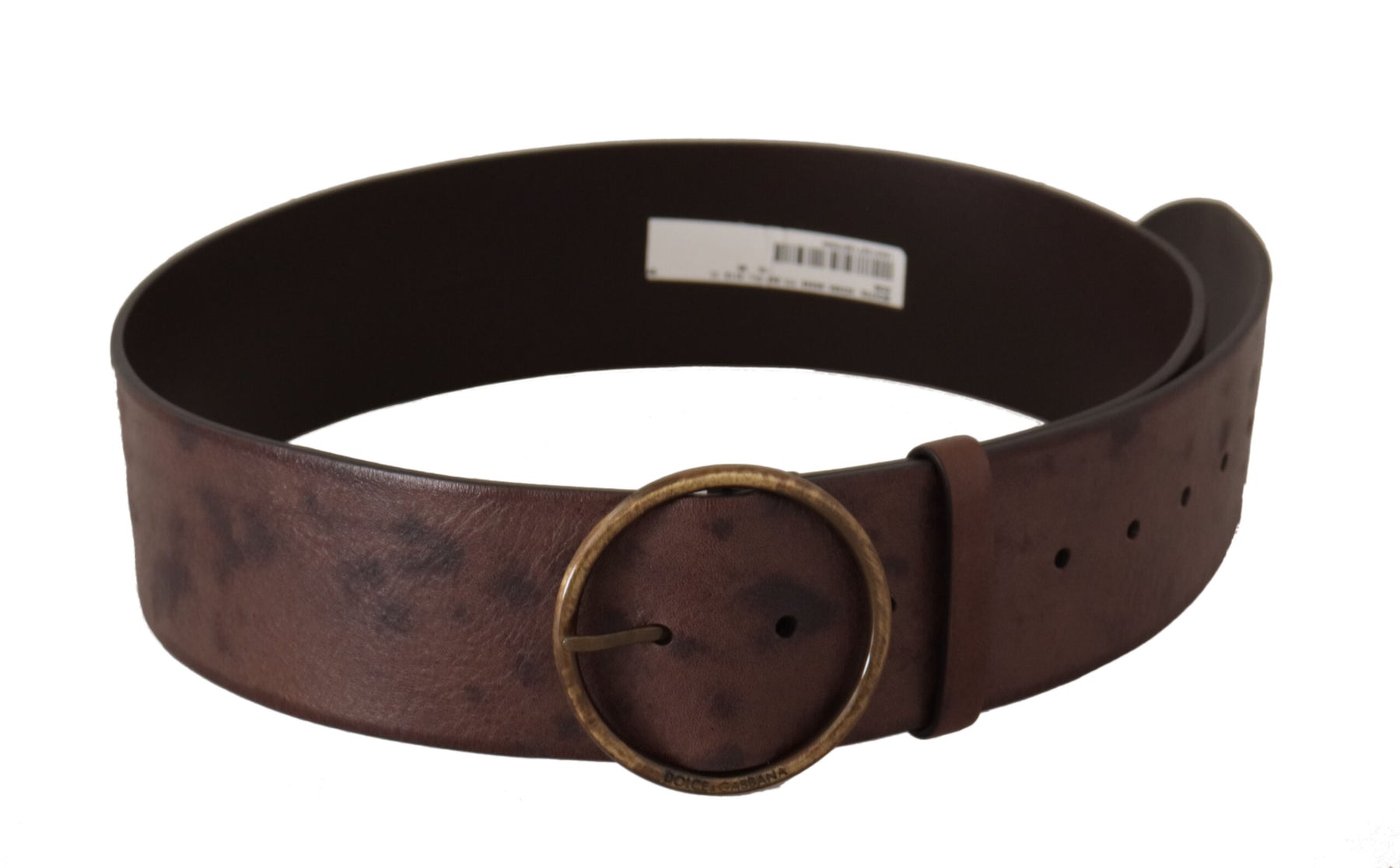 Dolce & Gabbana Dark Brown Wide Calf Leather Logo Round Buckle Belt | Regal Royce