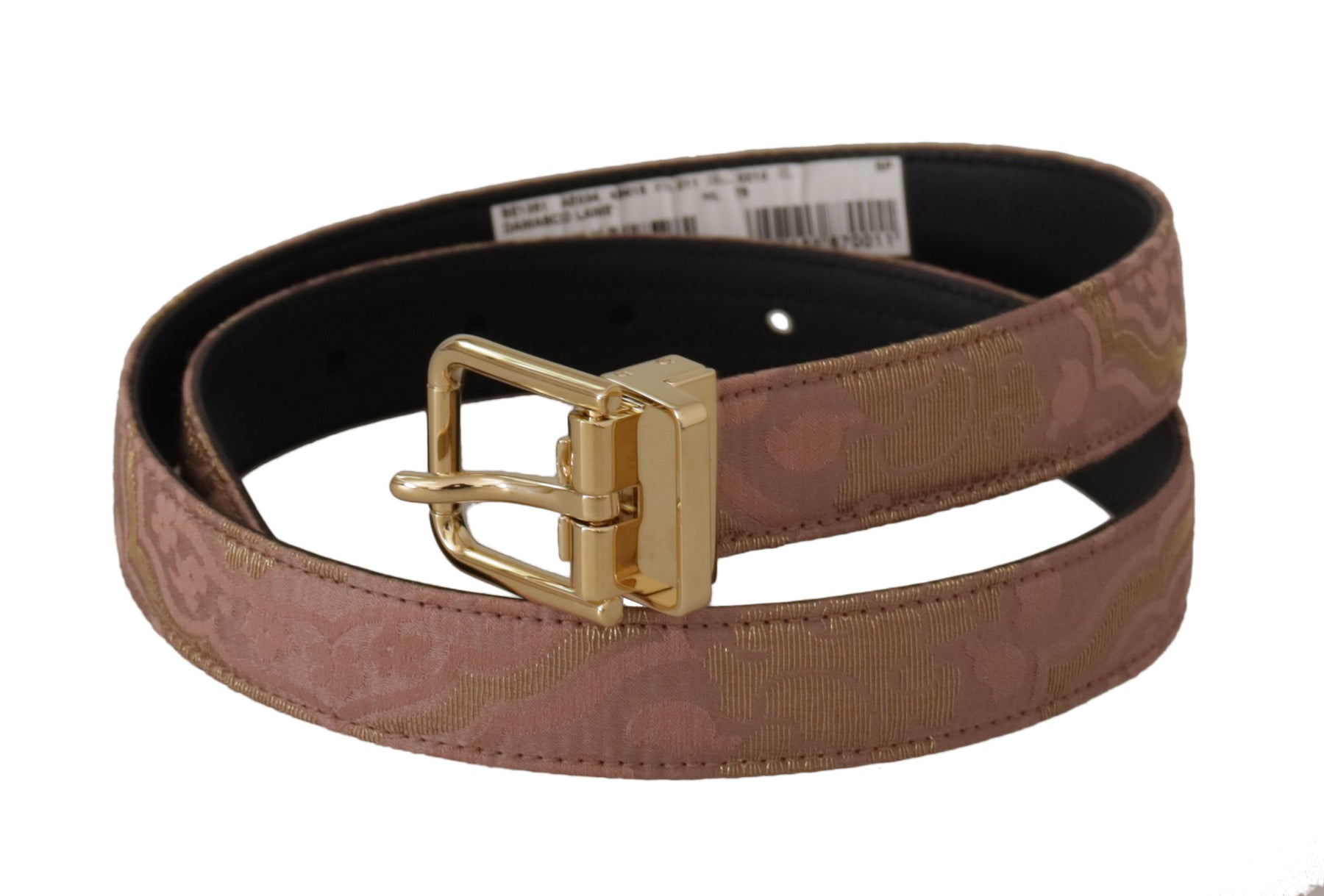 Dolce & Gabbana Rose Gold Leather Logo Engraved Metal Buckle Belt | Regal Royce