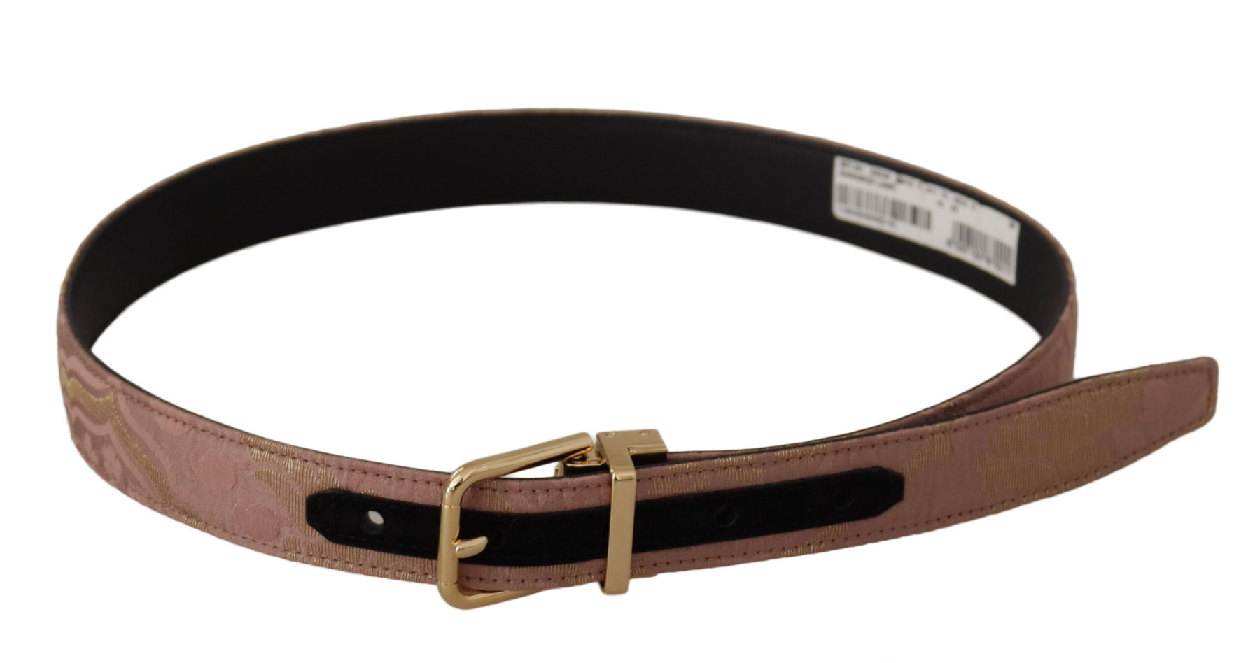 Dolce & Gabbana Rose Gold Leather Logo Engraved Metal Buckle Belt | Regal Royce