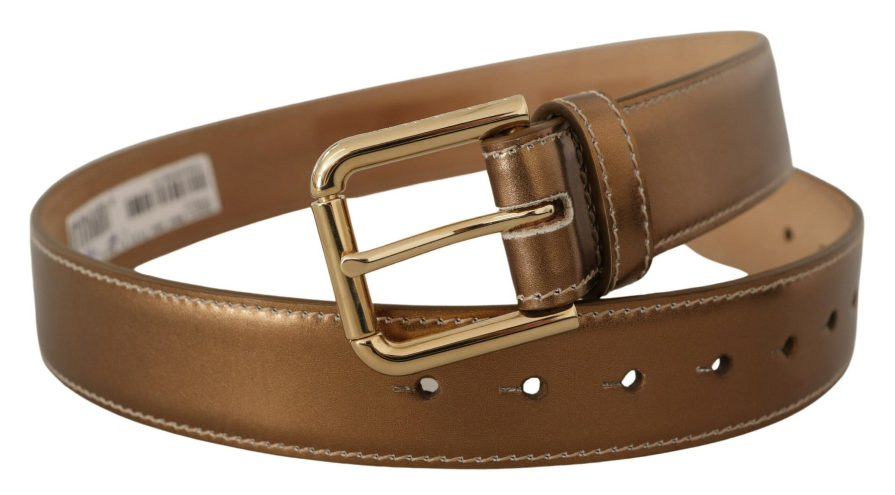 Dolce & Gabbana Bronze Calf Leather Gold Logo Waist Buckle Belt | Regal Royce