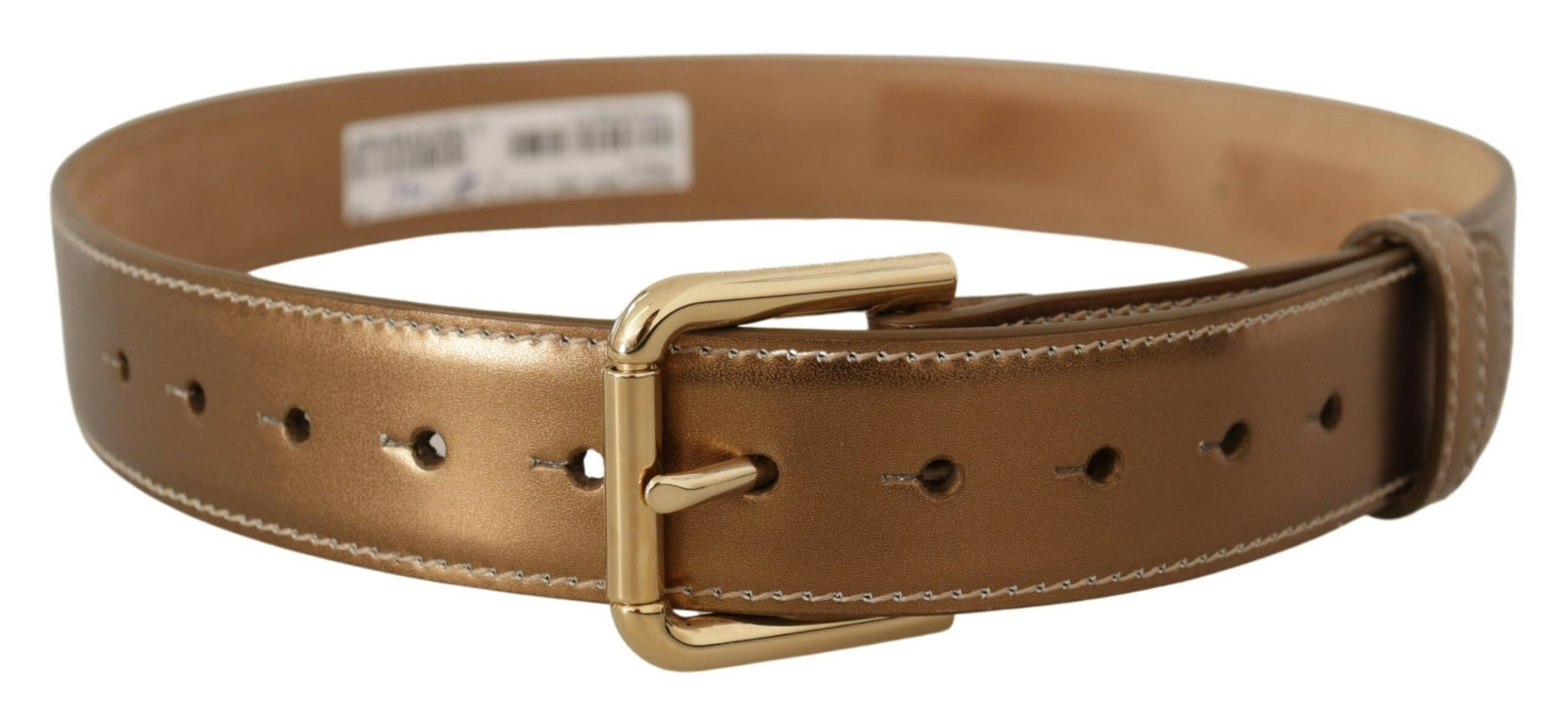 Dolce & Gabbana Bronze Calf Leather Gold Logo Waist Buckle Belt | Regal Royce