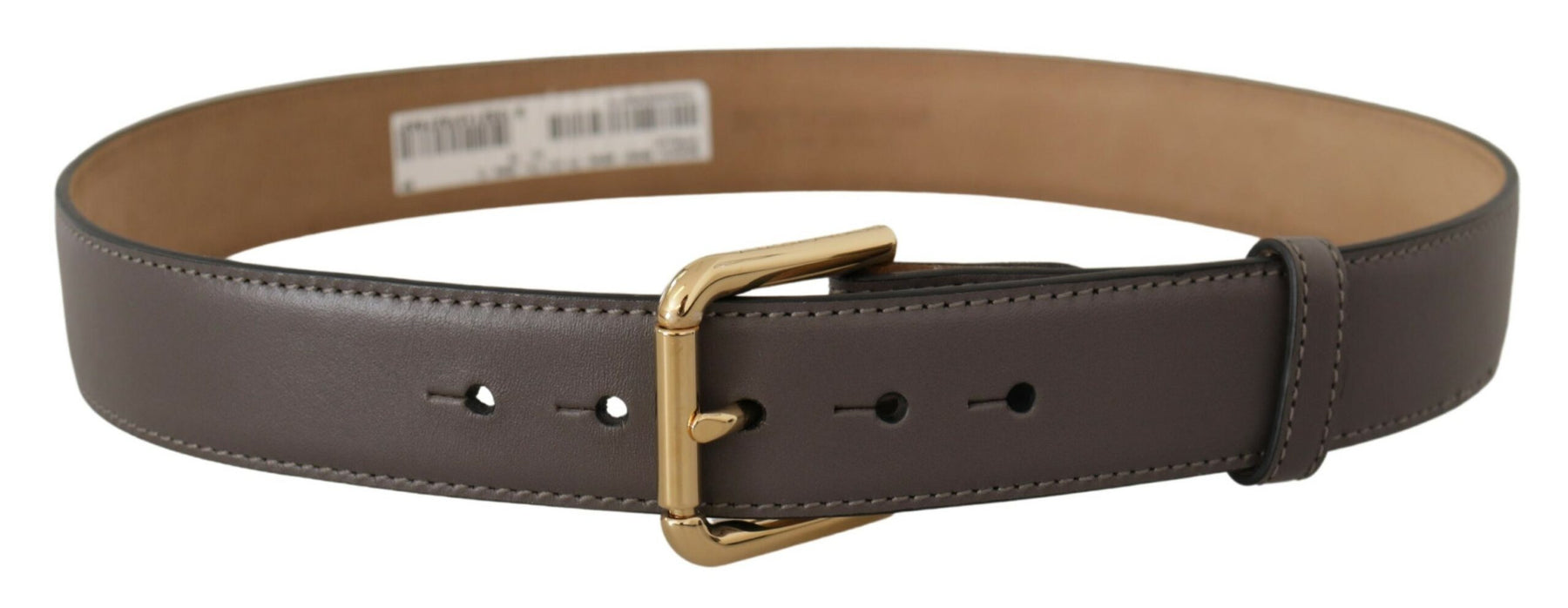 Dolce & Gabbana Gray Calfskin Leather Gold Metal Logo Buckle Belt | Regal Royce