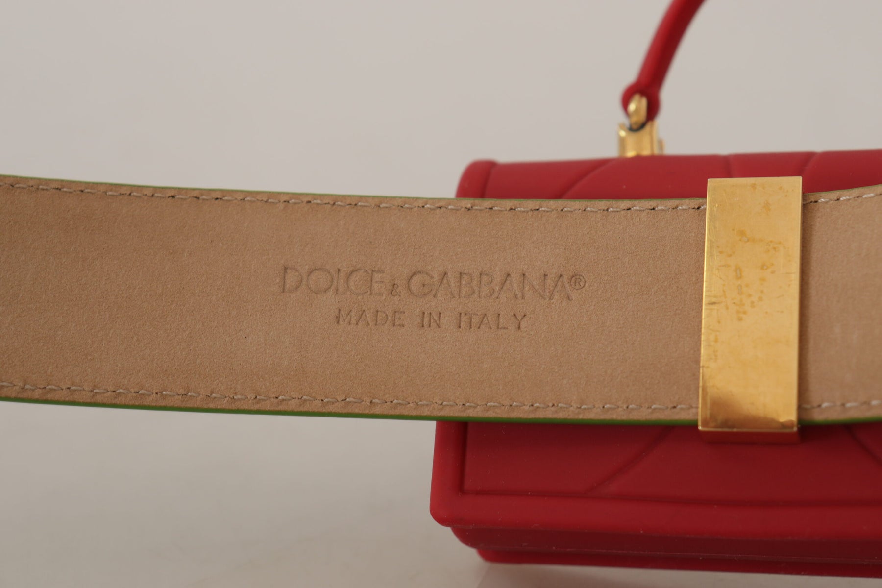 Dolce & Gabbana Green Leather Devotion Heart Micro Bag Headphones Belt | Regal Royce