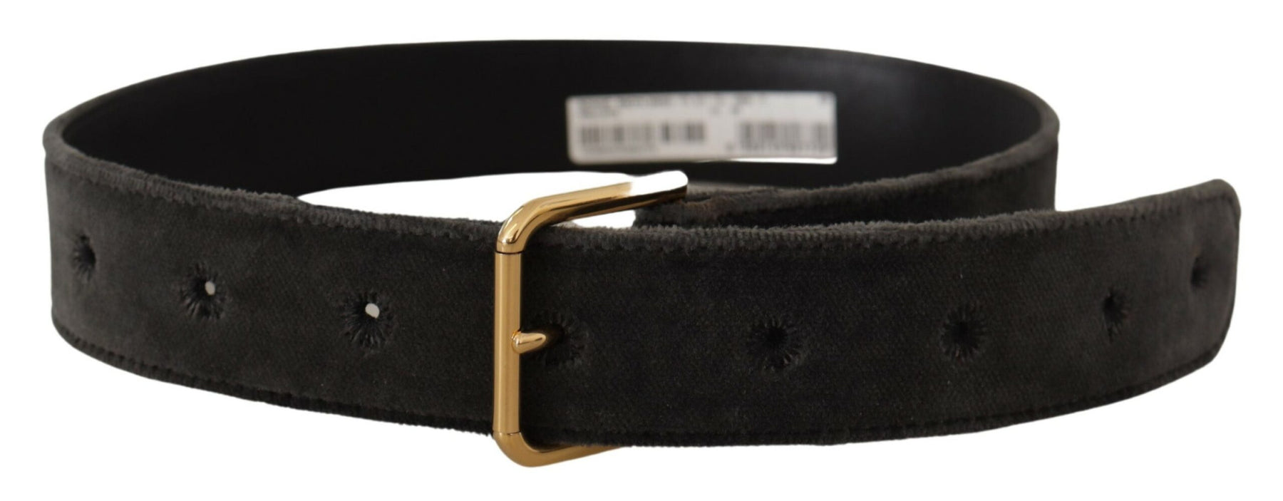 Dolce & Gabbana Brown Velvet Gold Tone Logo Metal Waist Buckle Belt | Regal Royce