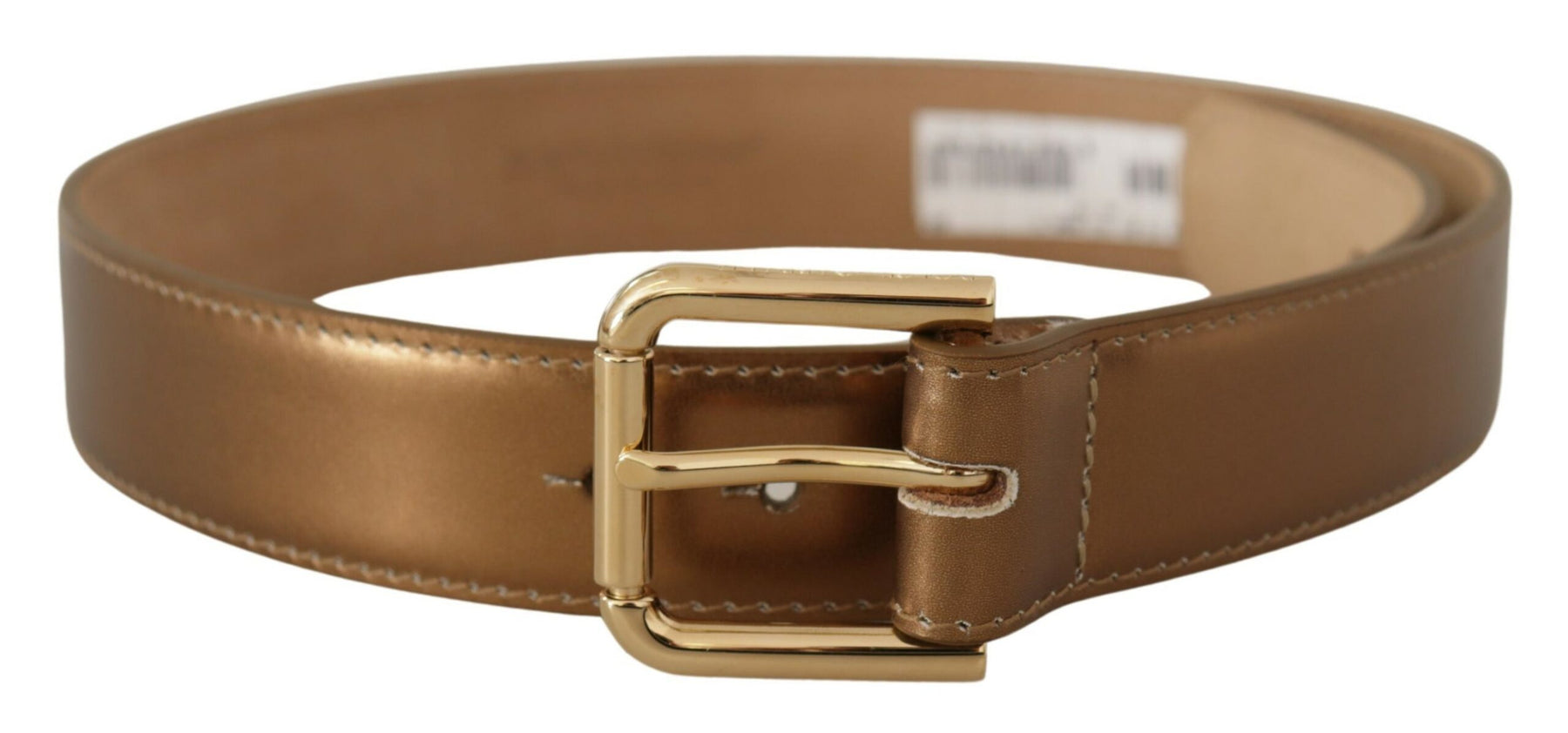 Dolce & Gabbana Bronze Leather Gold Logo Engraved Waist Buckle Belt | Regal Royce