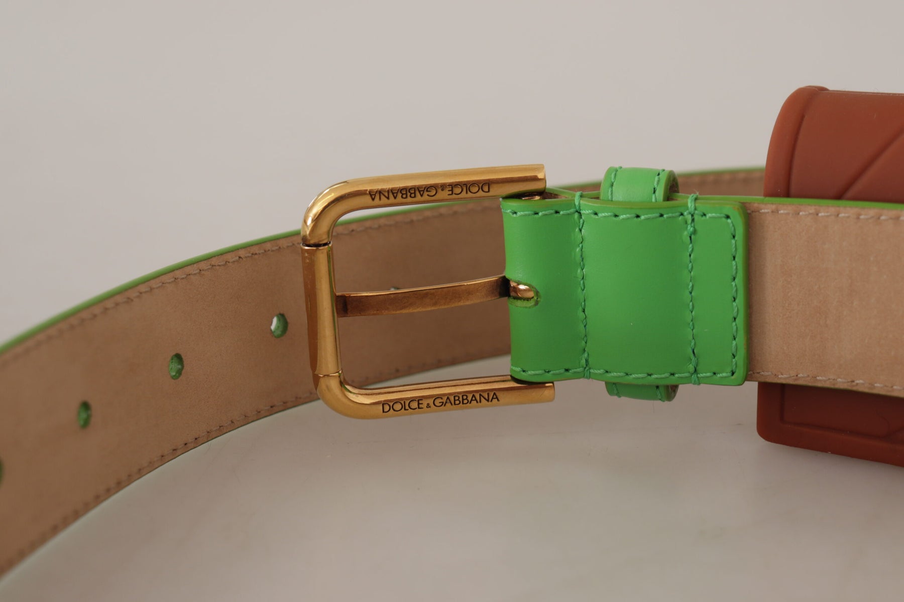 Dolce & Gabbana Green Leather Devotion Heart Micro Bag Headphones Belt | Regal Royce