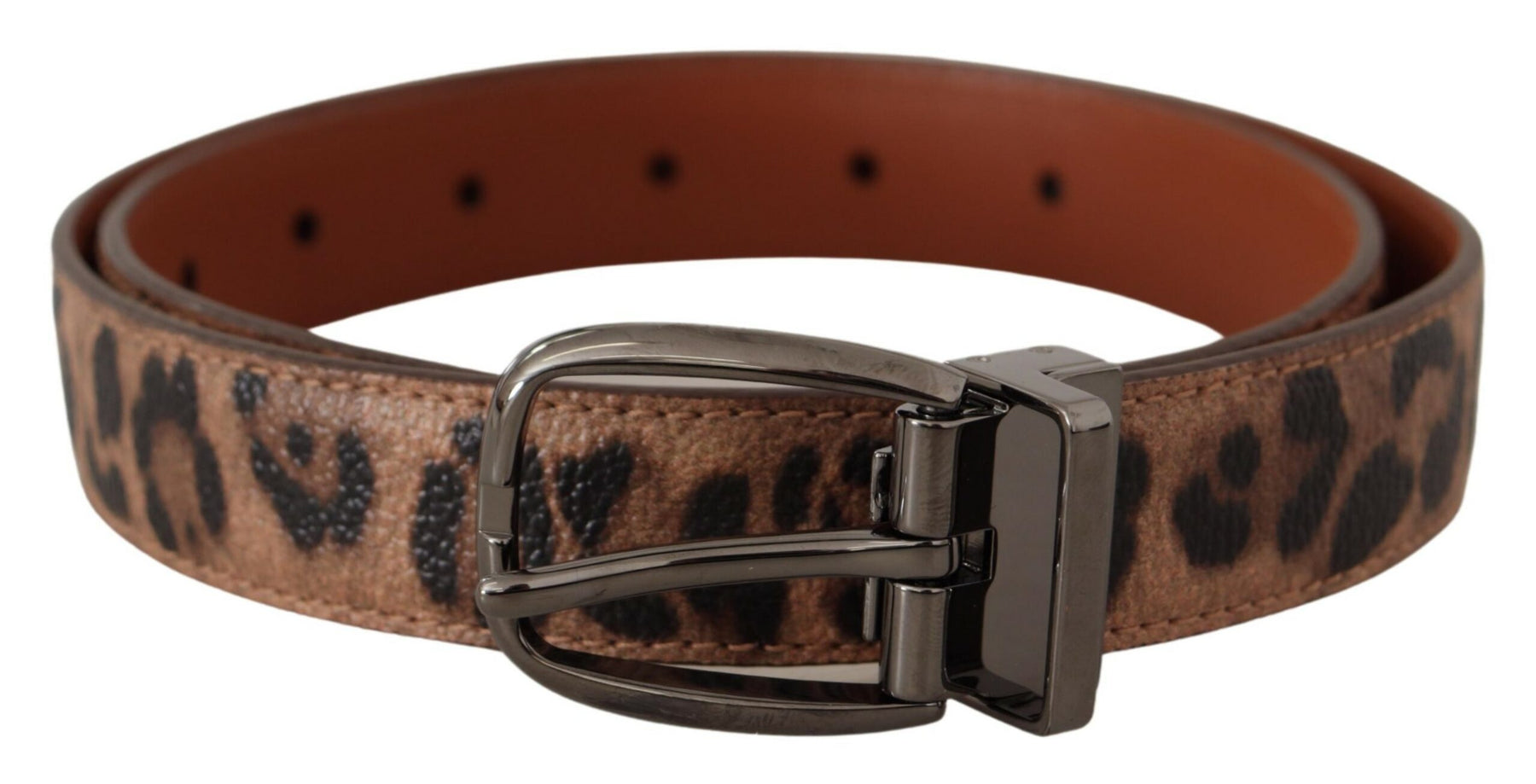 Dolce & Gabbana Brown Leopard Embossed Leather Buckle Belt | Regal Royce
