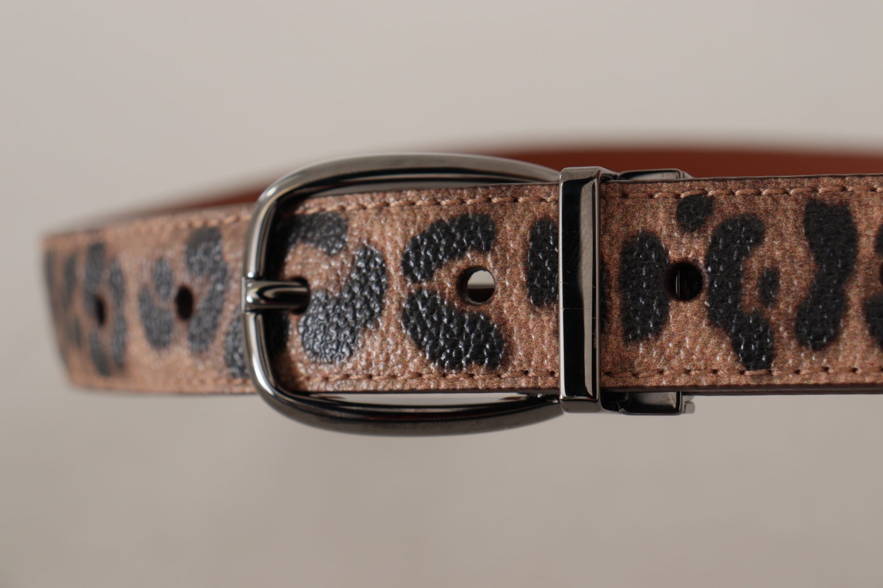 Dolce & Gabbana Brown Leopard Embossed Leather Buckle Belt | Regal Royce