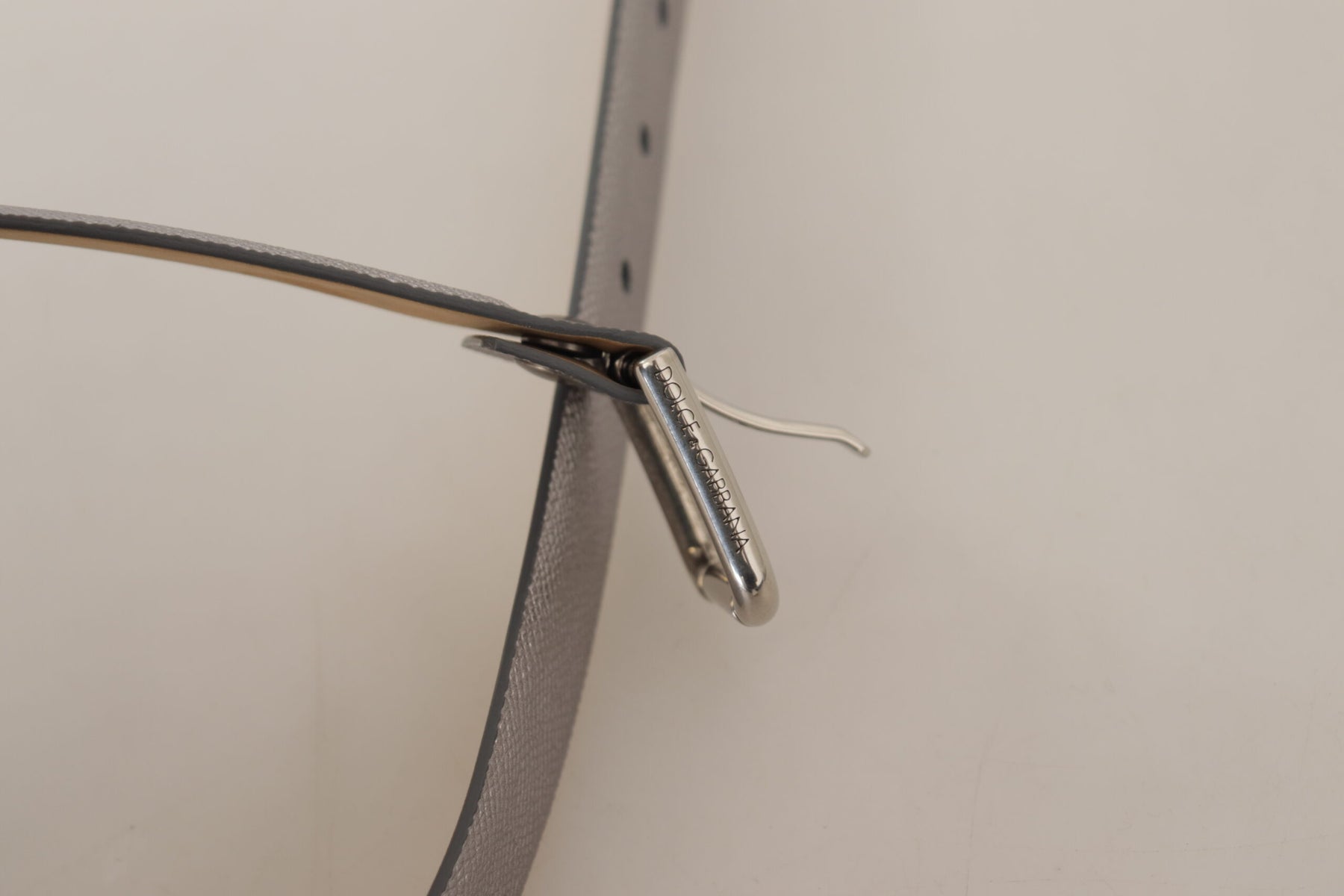 Dolce & Gabbana Metallic Silver Leather Metal Waist Buckle Belt | Regal Royce